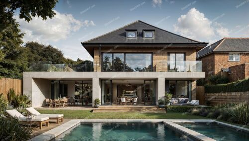 Modern English House with Pool and Terrace