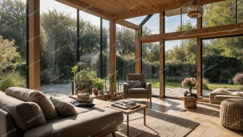Modern UK Estate with Inviting Garden View Veranda