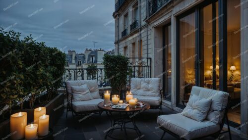 Elegant Evening on a Parisian Apartment Terrace