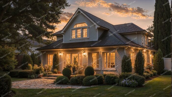 Grand Countryside Family Home at Sunset in England