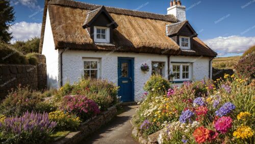 Quaint Scottish Cottage with Picturesque Thatched Roof Garden