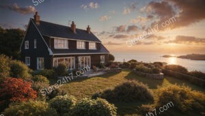 Picturesque Family Home Overlooking the English Channel Sunset