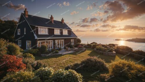 Picturesque Family Home Overlooking the English Channel Sunset