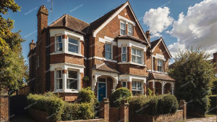 Elegant Victorian House with Blue Front Door