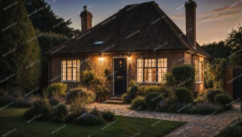 Charming Single-Storey English Cottage at Sunset Glow