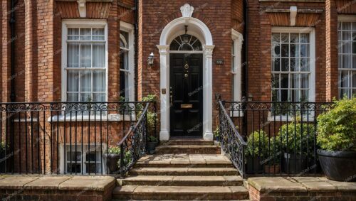 Elegant Entrance of Classic UK Townhouse with Porch