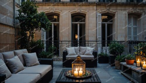 Elegant Parisian Apartment Terrace with Cozy Ambiance