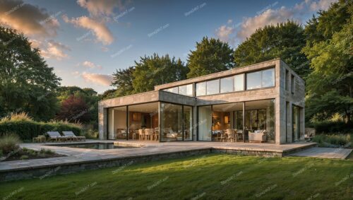 Modern English House with Expansive Glass Walls and Pool