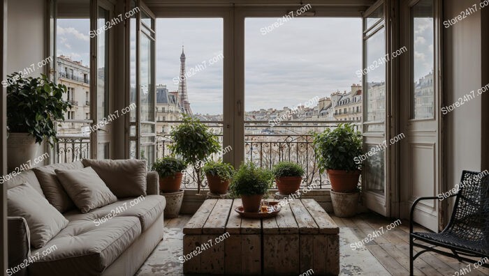 Paris Apartment Terrace with Eiffel Tower View