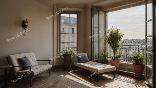 Stylish Terrace in a Luxurious French City Apartment