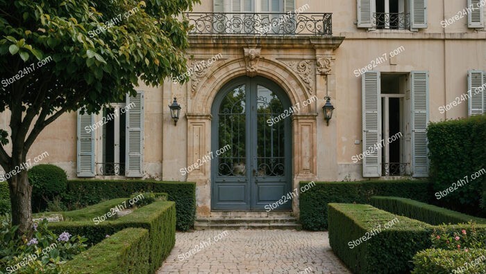 Elegant French Country Manor with Stunning Arched Entrance