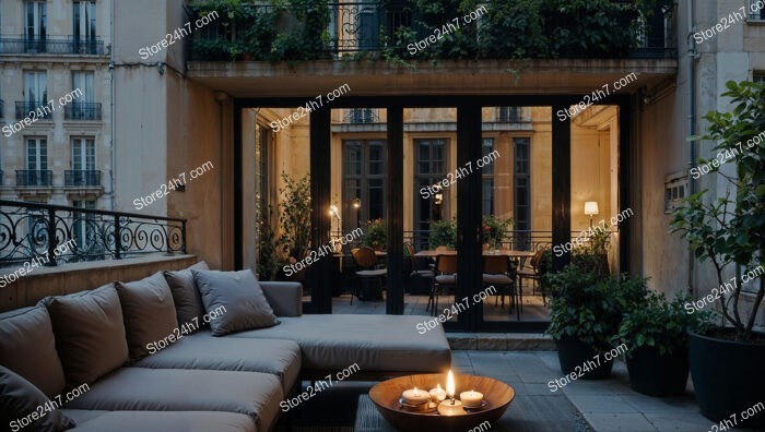 Charming Evening Terrace in a Luxurious French Apartment