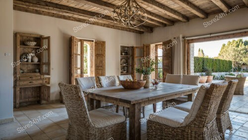 Rustic French Living Room with Wooden Beams