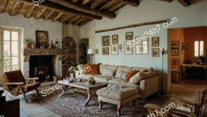 Cozy Living Room in a Charming French Country Home