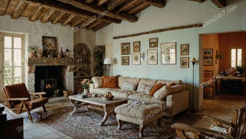 Cozy Living Room in a Charming French Country Home