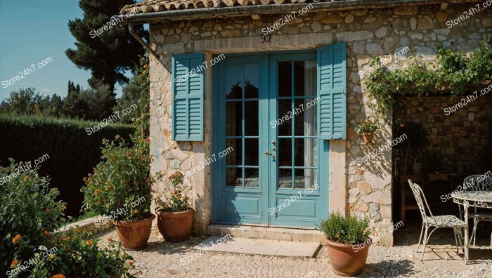 Charming Tiny French Cottage with Blue Shutters