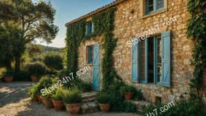 Nice Stone House with Blue Shutters in Southern France