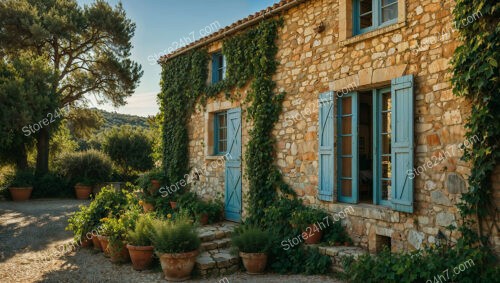 Nice Stone House with Blue Shutters in Southern France