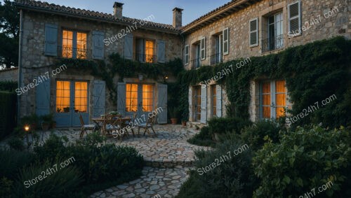 Charming Stone House with Illuminated Windows in Provence