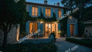 Stone House with Blue Shutters in Southern France