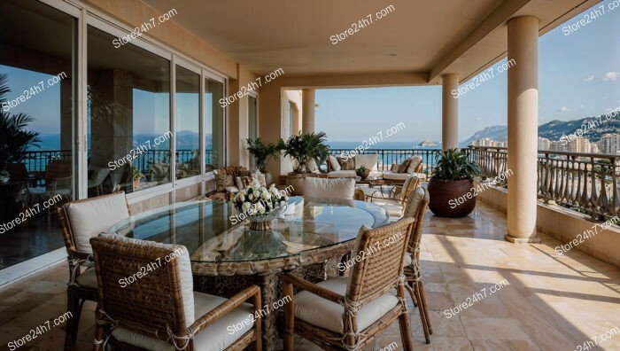 Terrace Overlooking the Mediterranean Sea in Monaco