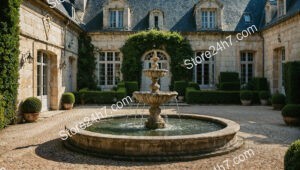 French Country Estate with Grand Fountain and Courtyard