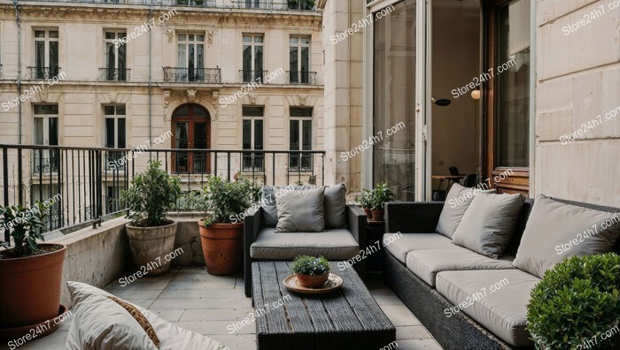 Stylish French Terrace in Luxurious Urban Apartment Setting