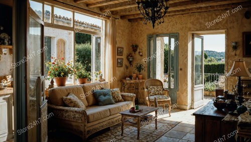 Cozy French Living Room with Rustic Charm