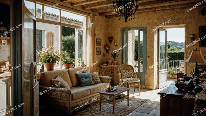Cozy French Living Room with Rustic Charm
