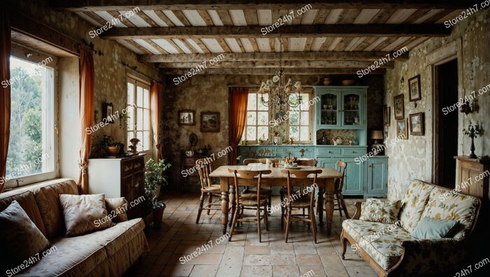 Cozy French Country House with Rustic Interior