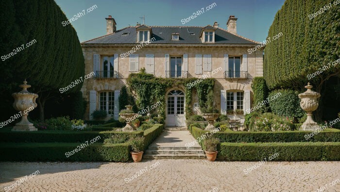 French Country Estate with Manicured Gardens and Classic Design