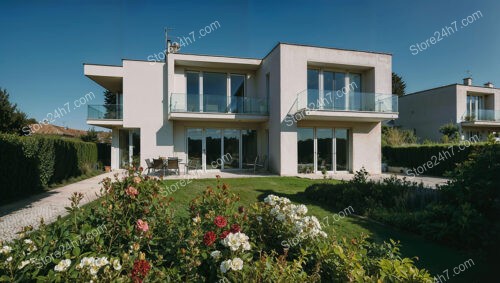 Modern Suburban Home with Glass Balconies Near Paris Suburb