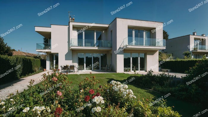 Modern Suburban Home with Glass Balconies Near Paris Suburb