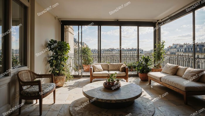 City Terrace in Elegant French Apartment Setting