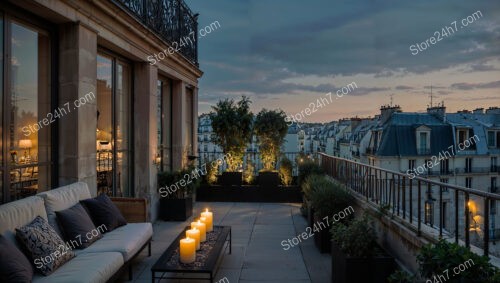 Elegant Evening Terrace in a Luxurious French Apartment