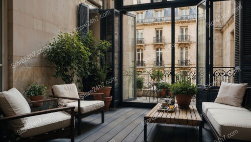 Elegant City Terrace in Luxurious French Apartment