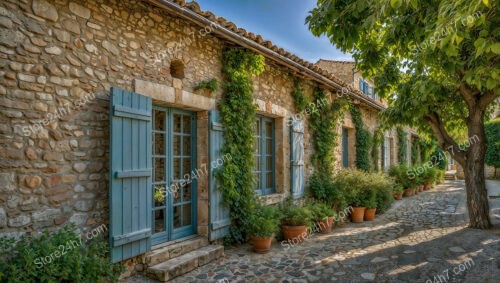 Charming Stone House with Blue Shutters in Southern France