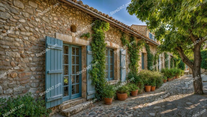 Charming Stone House with Blue Shutters in Southern France