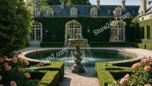 Magnificent French Country Mansion with Grand Fountain and Courtyard