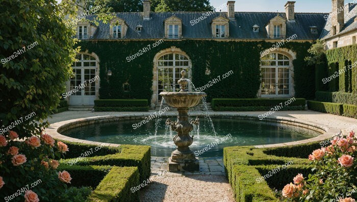 Magnificent French Country Mansion with Grand Fountain and Courtyard
