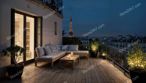 Luxurious French Terrace with Eiffel Tower City View