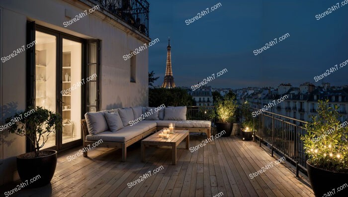 Luxurious French Terrace with Eiffel Tower City View