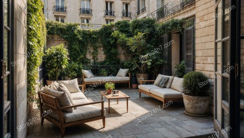 Luxurious Terrace in Elegant French City Apartment Setting