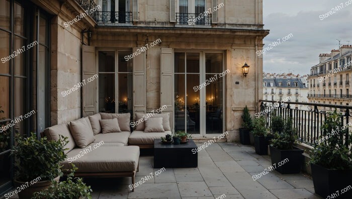 Luxurious French Terrace in Elegant Urban Apartment Setting