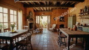 Rustic French Living Room with Warm Ambiance