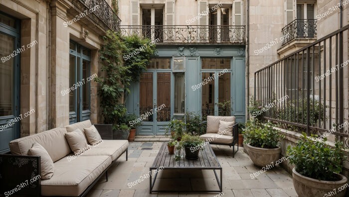 City Terrace in Luxurious French Apartment Setting