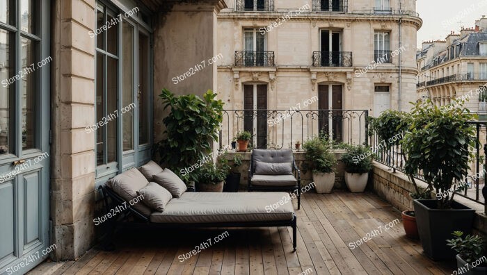 Terrace in Luxurious French City Apartment Setting