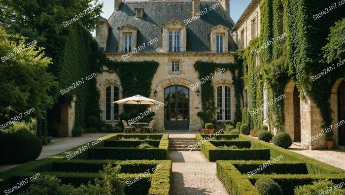 Luxurious French Country Estate with Ivy-Covered Facade