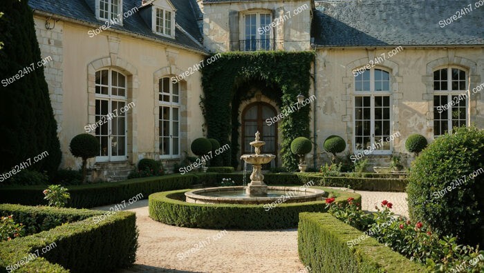 Elegant French Country Mansion with Charming Courtyard