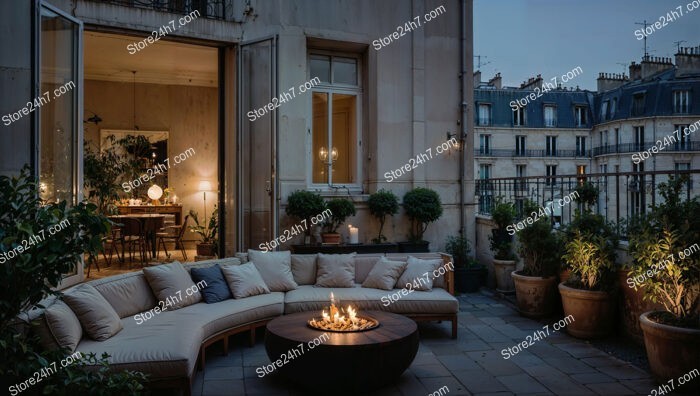 Evening Terrace in Prestigious French City Apartment
